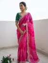 Jk 376 Soft Prism Lehriya Printed With Beads Work Saree
